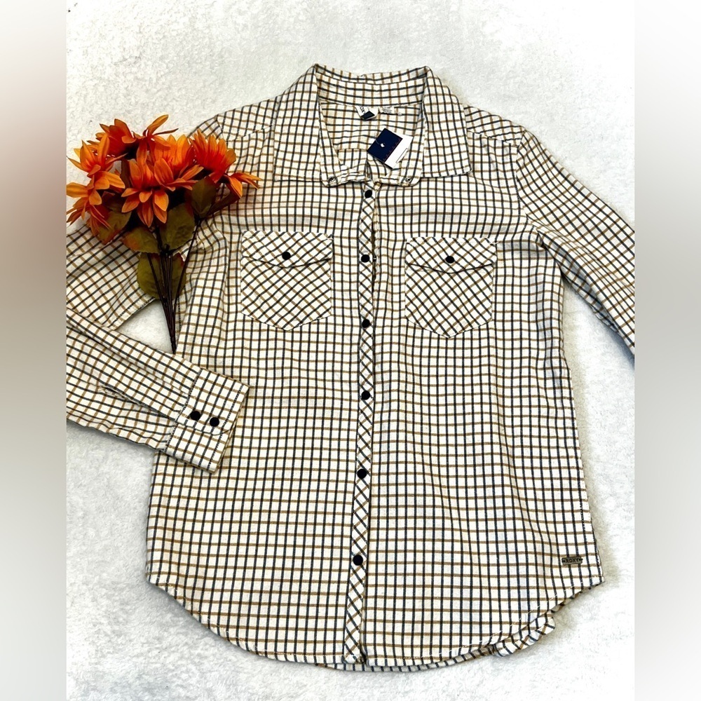 ROXY NWT Plaid Flannel Button Down Top - Small